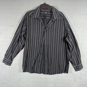 Axcess Men's XXL Black Striped Long Sleeve Casual Button-Down Shirt Cotton